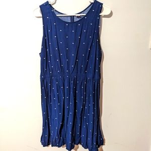 Old Navy Blue Patterned Sleeveless Waist-Defined Scoop Neck Dress Size XL